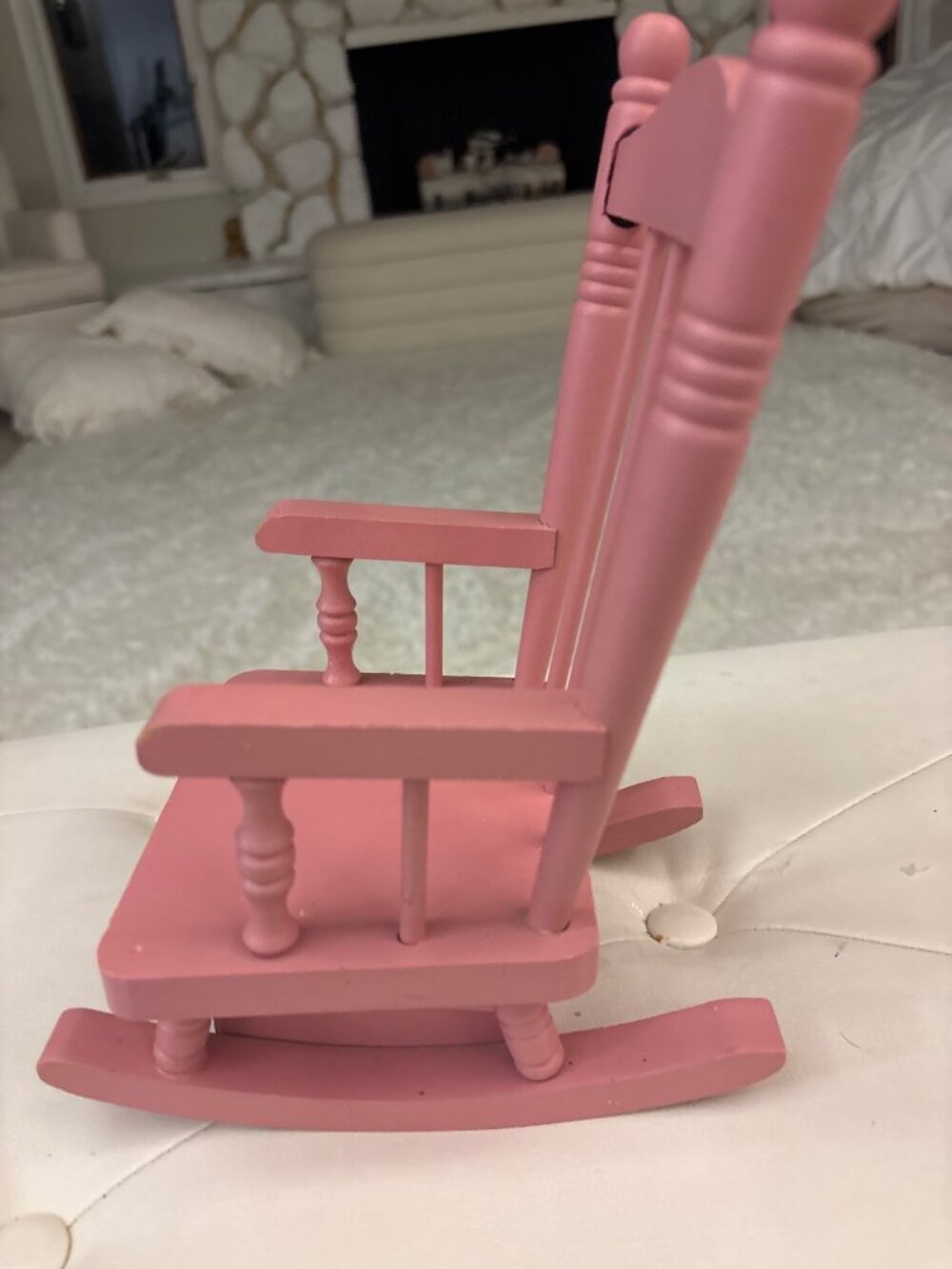 Vintage Bumpkins Fabrizio George Good Pink Wood Rocking Chair Wind Up Music Box - Picture 5 of 16